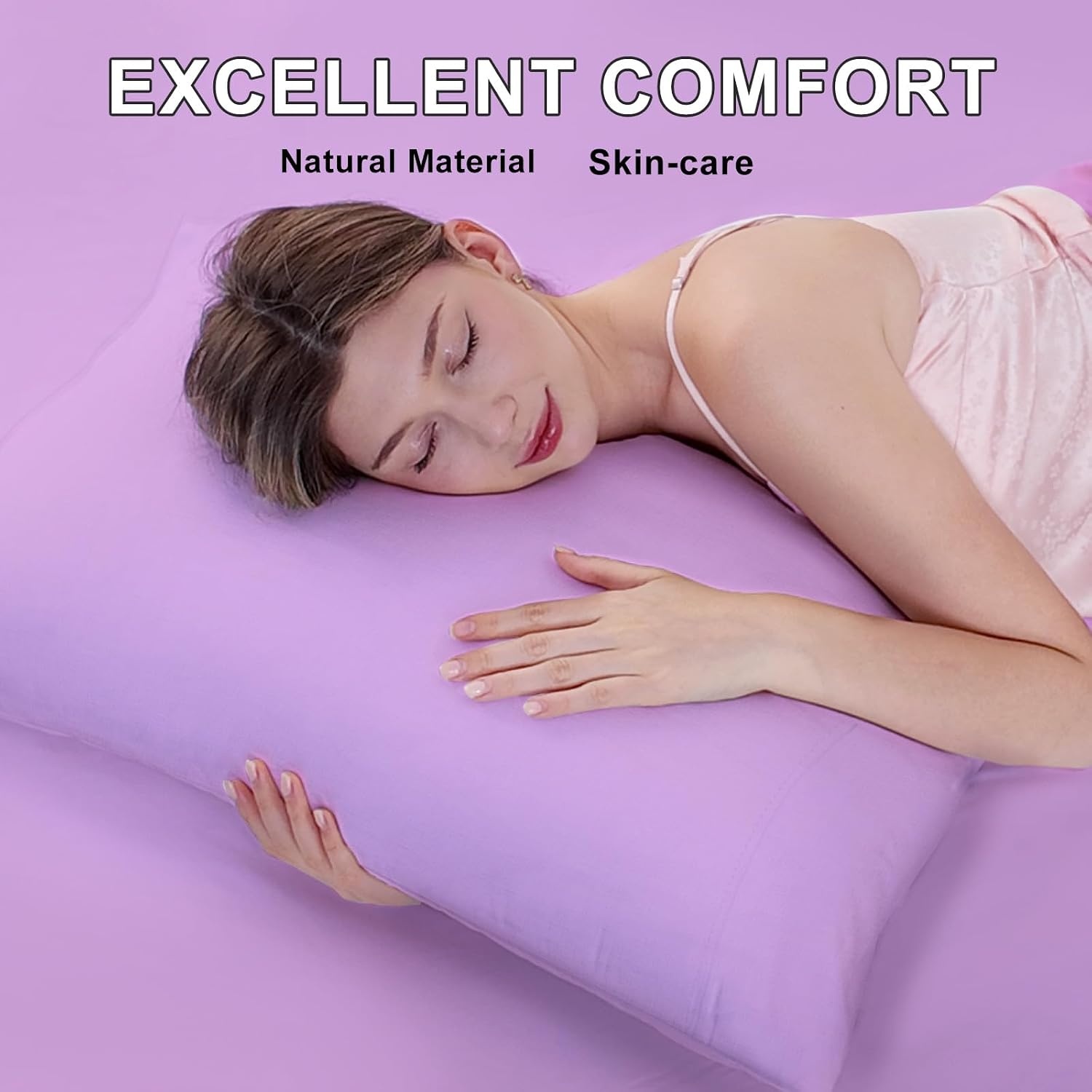 image:imageLirex Queen Pillow Cases Set of 2 100 Cotton Sateen Breathable Cooling Soft for Quality Sleep Pillow Covers with Envelope Closure 20 x 30 WhitePurple