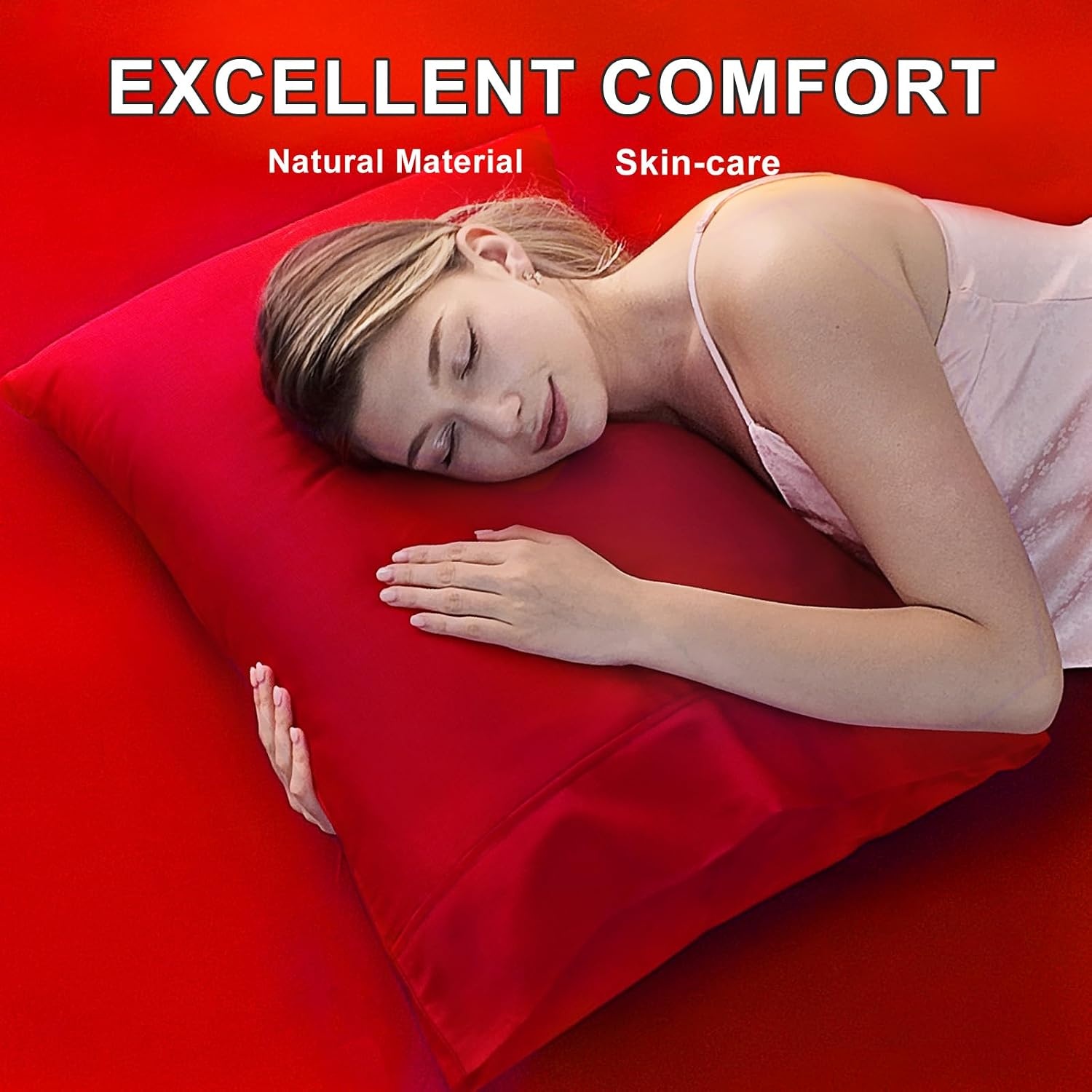 image:imageLirex Queen Pillow Cases Set of 2 100 Cotton Sateen Breathable Cooling Soft for Quality Sleep Pillow Covers with Envelope Closure 20 x 30 WhiteRed