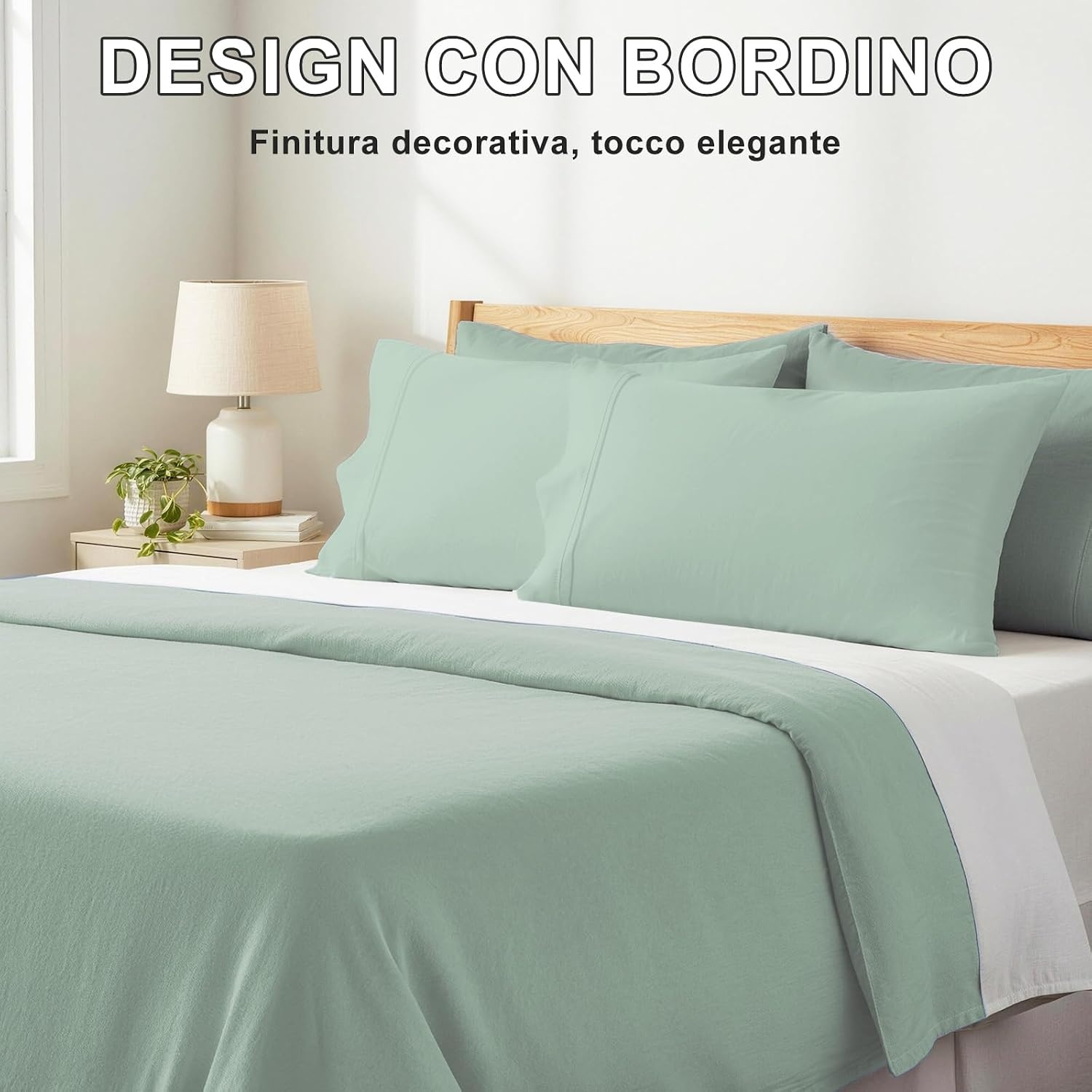 image:imageLirex Queen Pillow Cases Set of 2 100 Cotton Sateen Breathable Cooling Soft for Quality Sleep Pillow Covers with Envelope Closure 20 x 30 WhiteSage Green