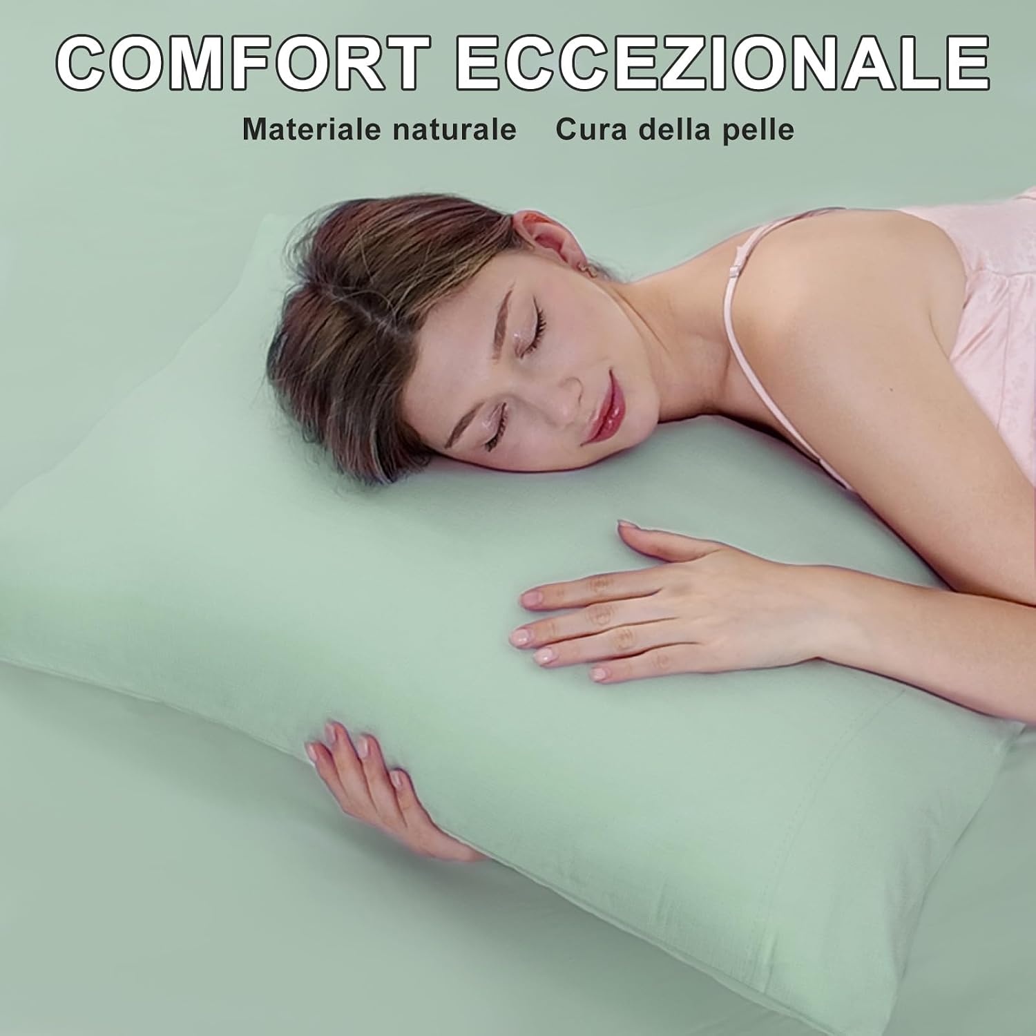 image:imageLirex Queen Pillow Cases Set of 2 100 Cotton Sateen Breathable Cooling Soft for Quality Sleep Pillow Covers with Envelope Closure 20 x 30 WhiteSage Green