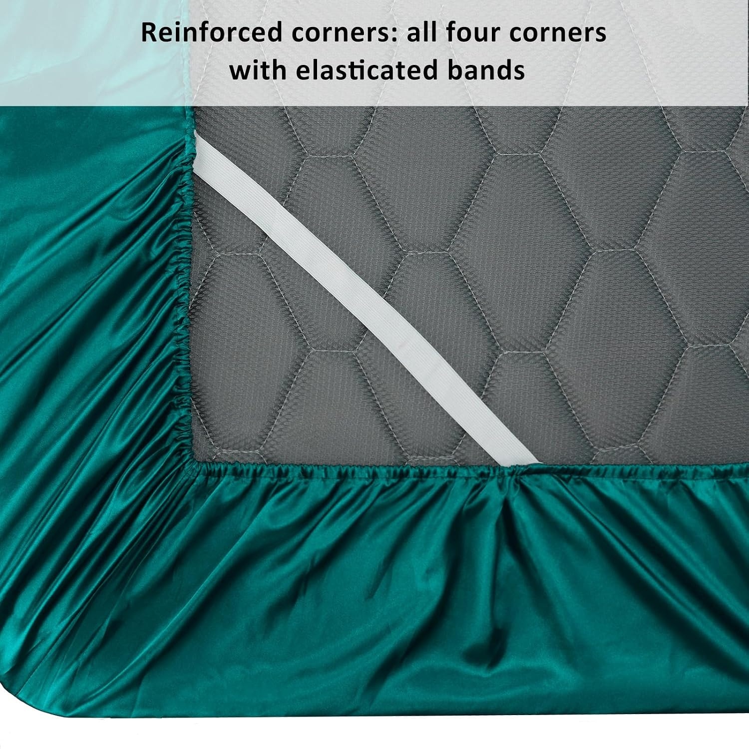 image:imageLirex Satin Fitted Sheet Twin XL SizeLuxury amp Ultra Soft Deep Pocket Single Bottom Bed Sheets Sold Separately BlackBlue Green