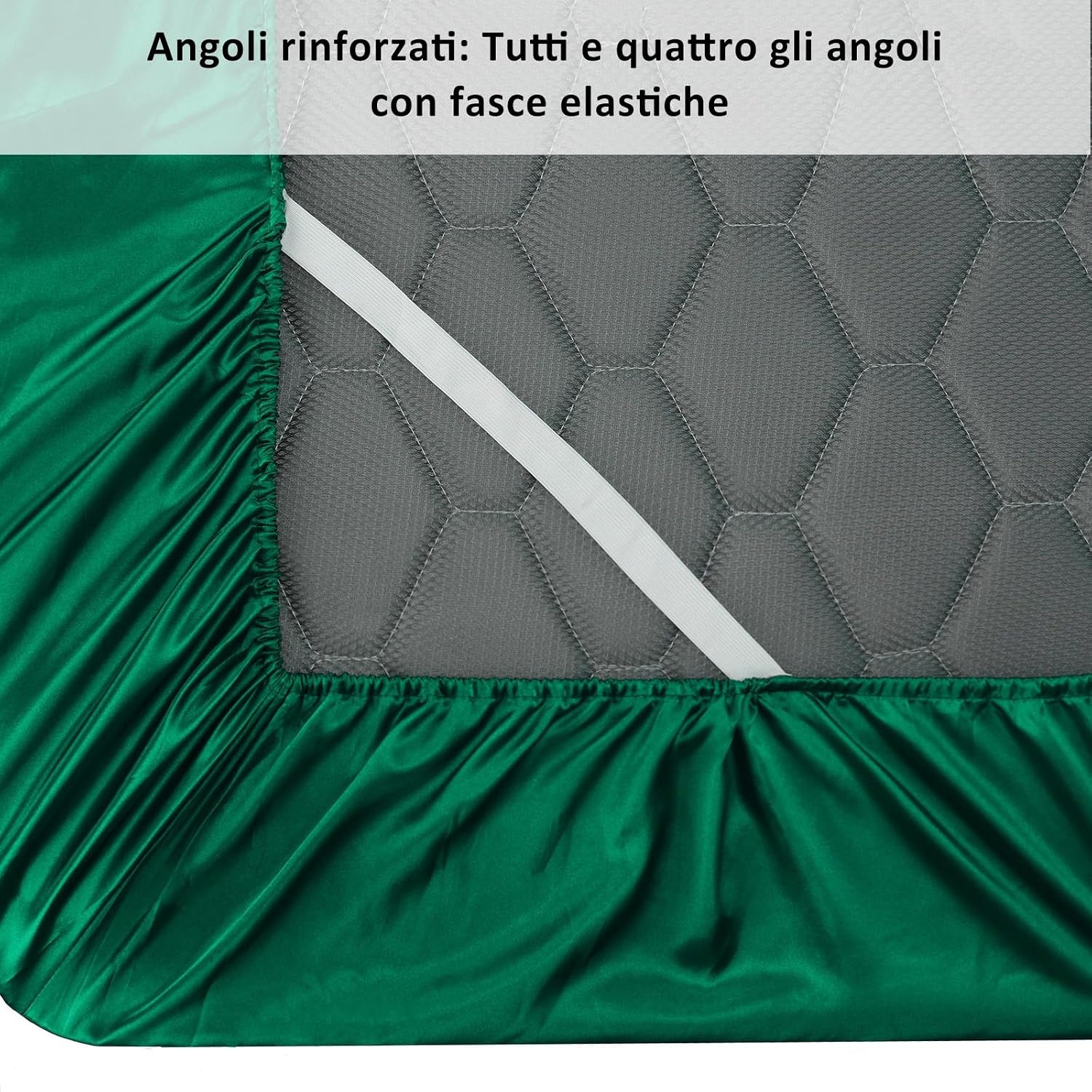 image:imageLirex Satin Fitted Sheet Twin XL SizeLuxury amp Ultra Soft Deep Pocket Single Bottom Bed Sheets Sold Separately BlackGreen