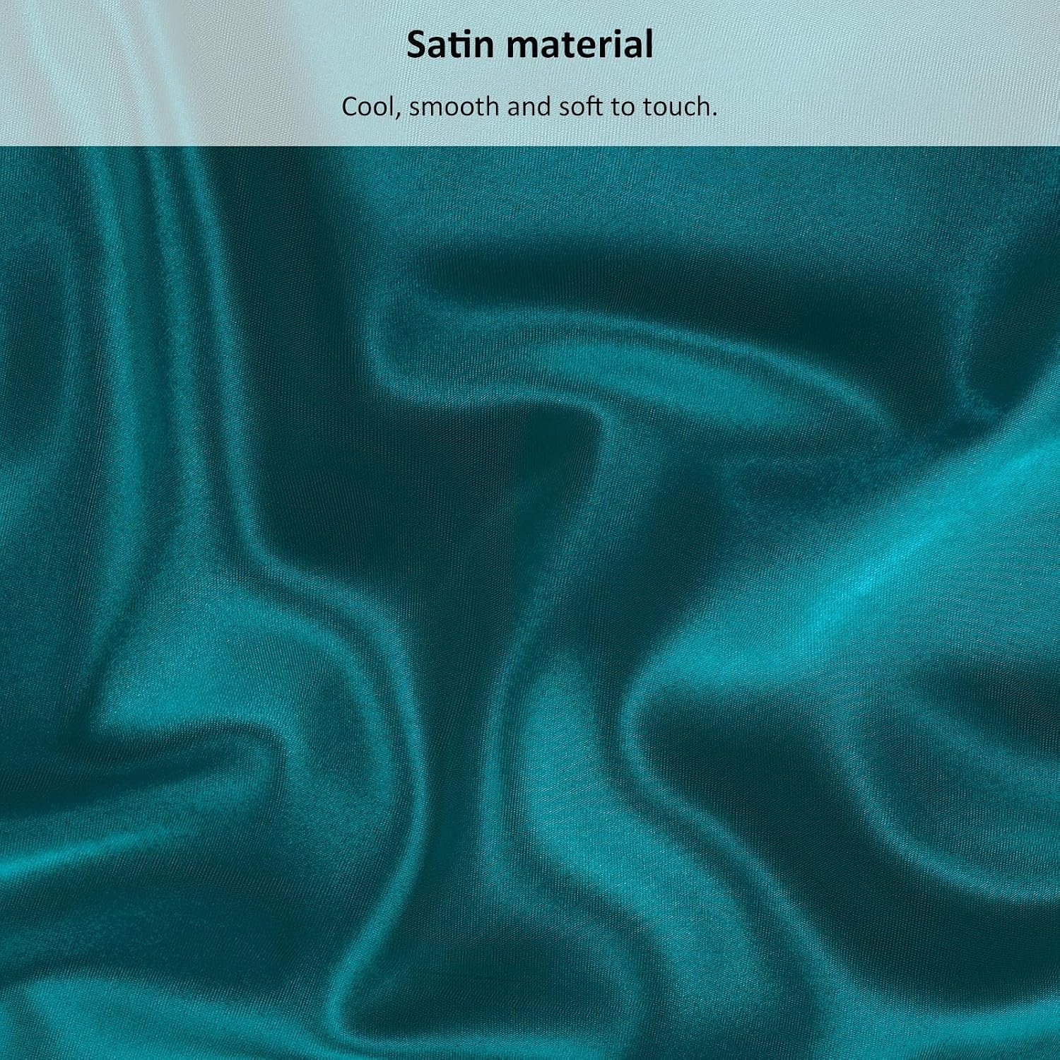 image:imageLirex Satin Fitted Sheet Twin XL SizeLuxury amp Ultra Soft Deep Pocket Single Bottom Bed Sheets Sold Separately BlackPeacock Blue