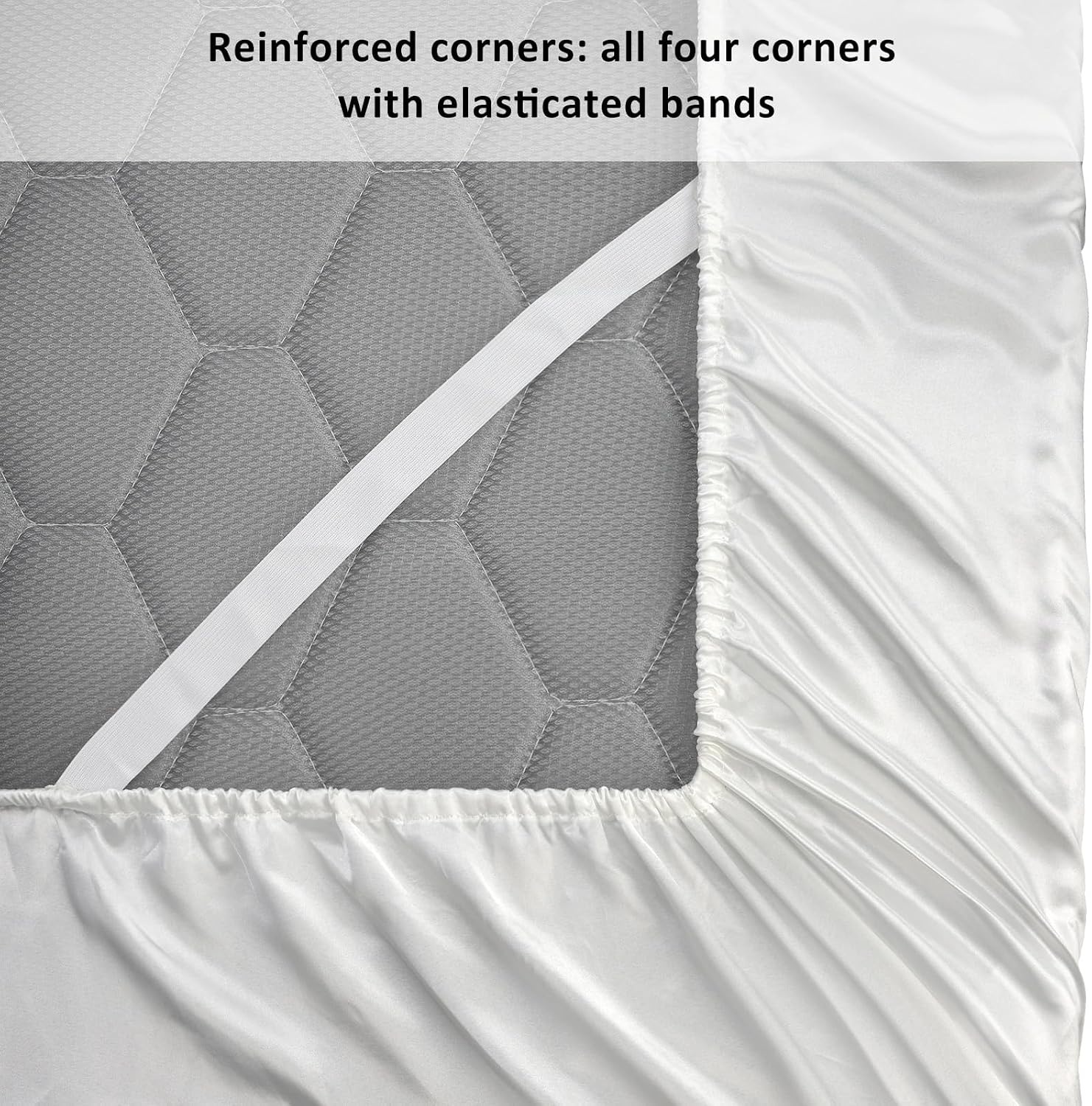 image:imageLirex Satin Fitted Sheet Twin XL SizeLuxury amp Ultra Soft Deep Pocket Single Bottom Bed Sheets Sold Separately BlackWhite