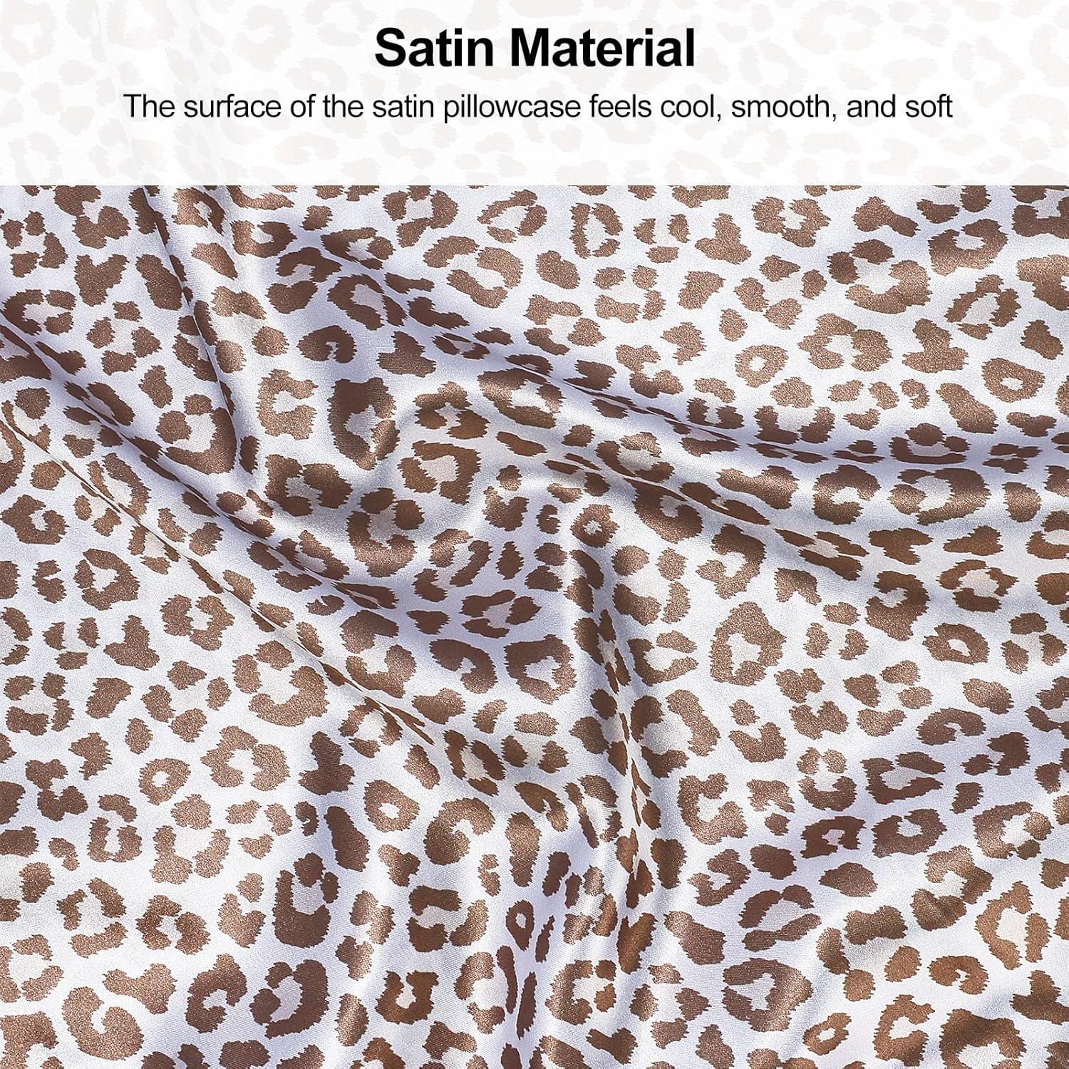 image:imageLirex Silky Satin Pillowcase with Zipper Closure Polyester Satin Pillow Cover for Hair Smooth Floral Pattern with Cream Leopard 20 x 26Cream Leopard