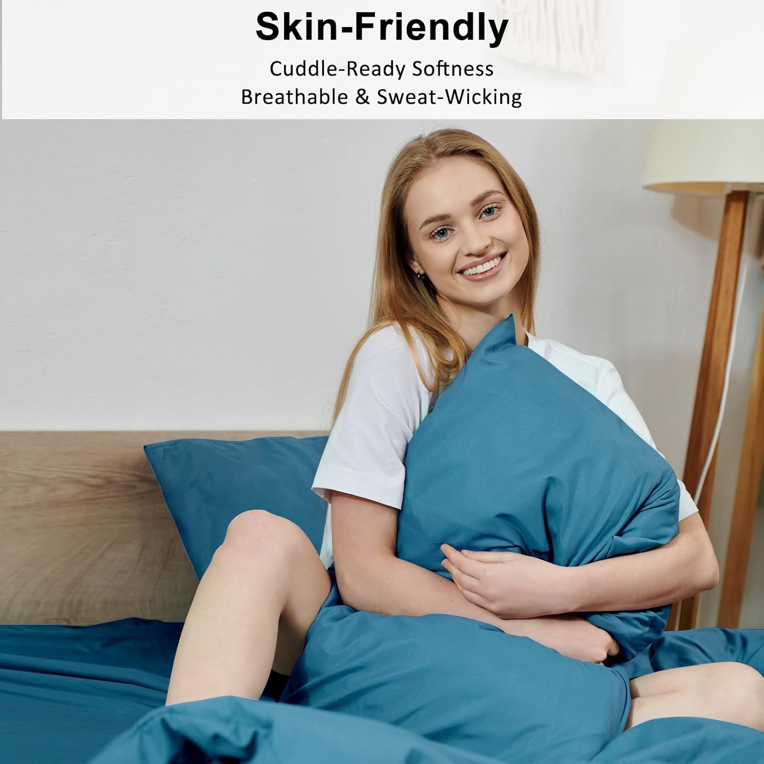 image:imageLirex Standard Pillow Cases Set of 2 300 Thread Count 100 Cotton Pillow Covers Breathable and Soft Standard 20 x 26 WhiteBlue