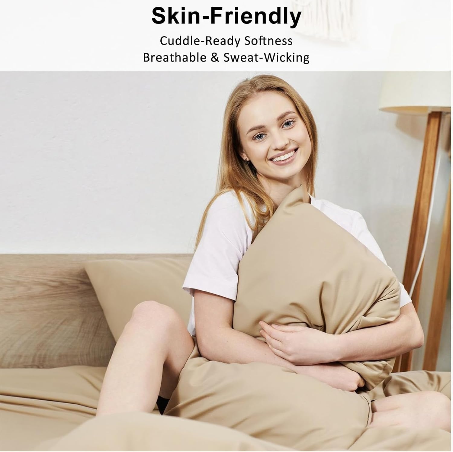 image:imageLirex Standard Pillow Cases Set of 2 300 Thread Count 100 Cotton Pillow Covers Breathable and Soft Standard 20 x 26 WhiteLight Coffee