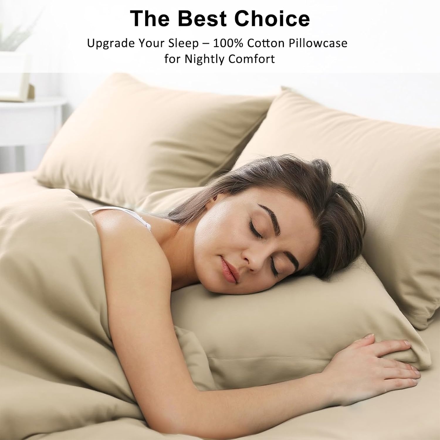 image:imageLirex Standard Pillow Cases Set of 2 300 Thread Count 100 Cotton Pillow Covers Breathable and Soft Standard 20 x 26 WhiteLight Coffee