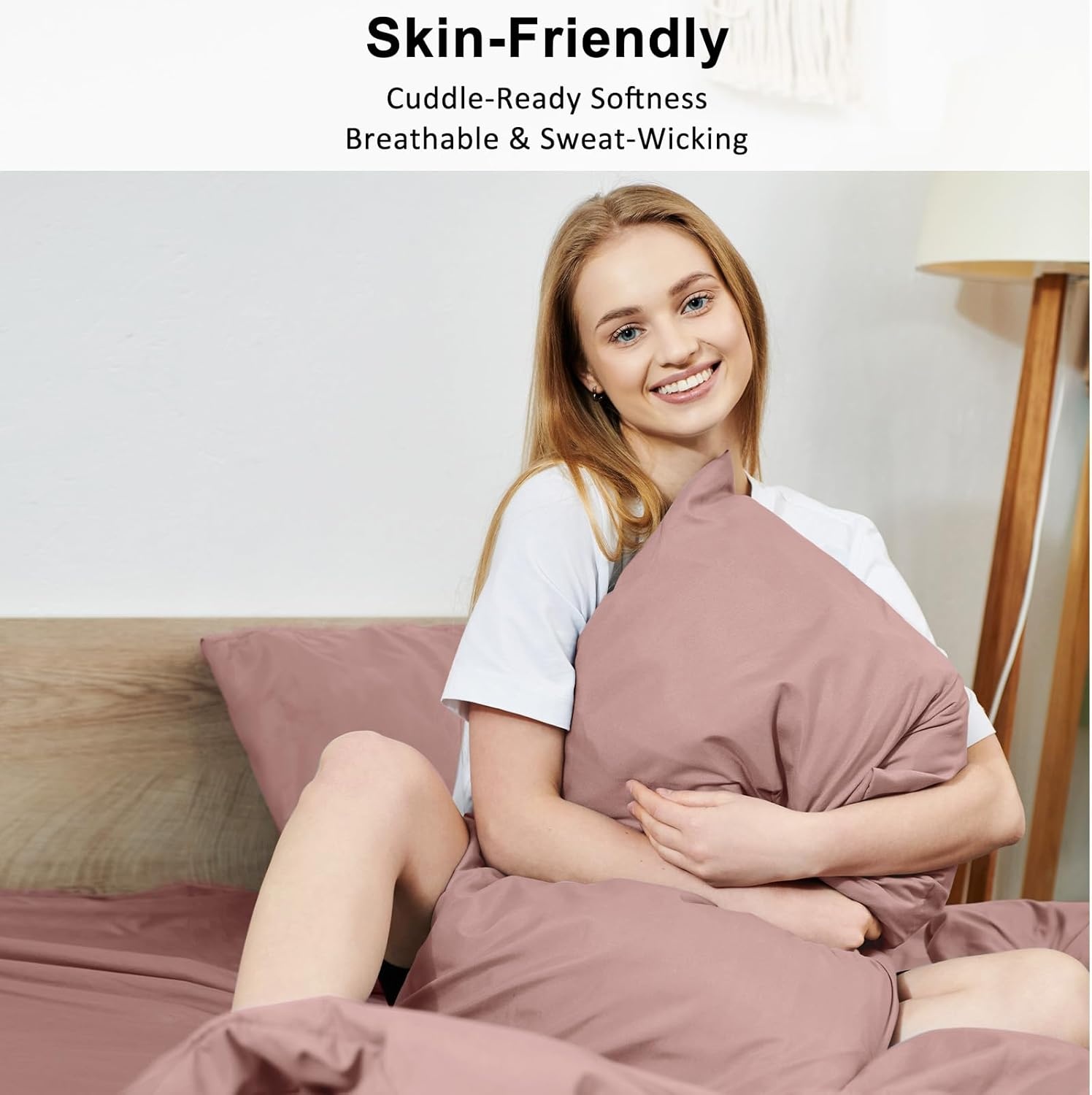 image:imageLirex Standard Pillow Cases Set of 2 300 Thread Count 100 Cotton Pillow Covers Breathable and Soft Standard 20 x 26 WhiteRose Pink