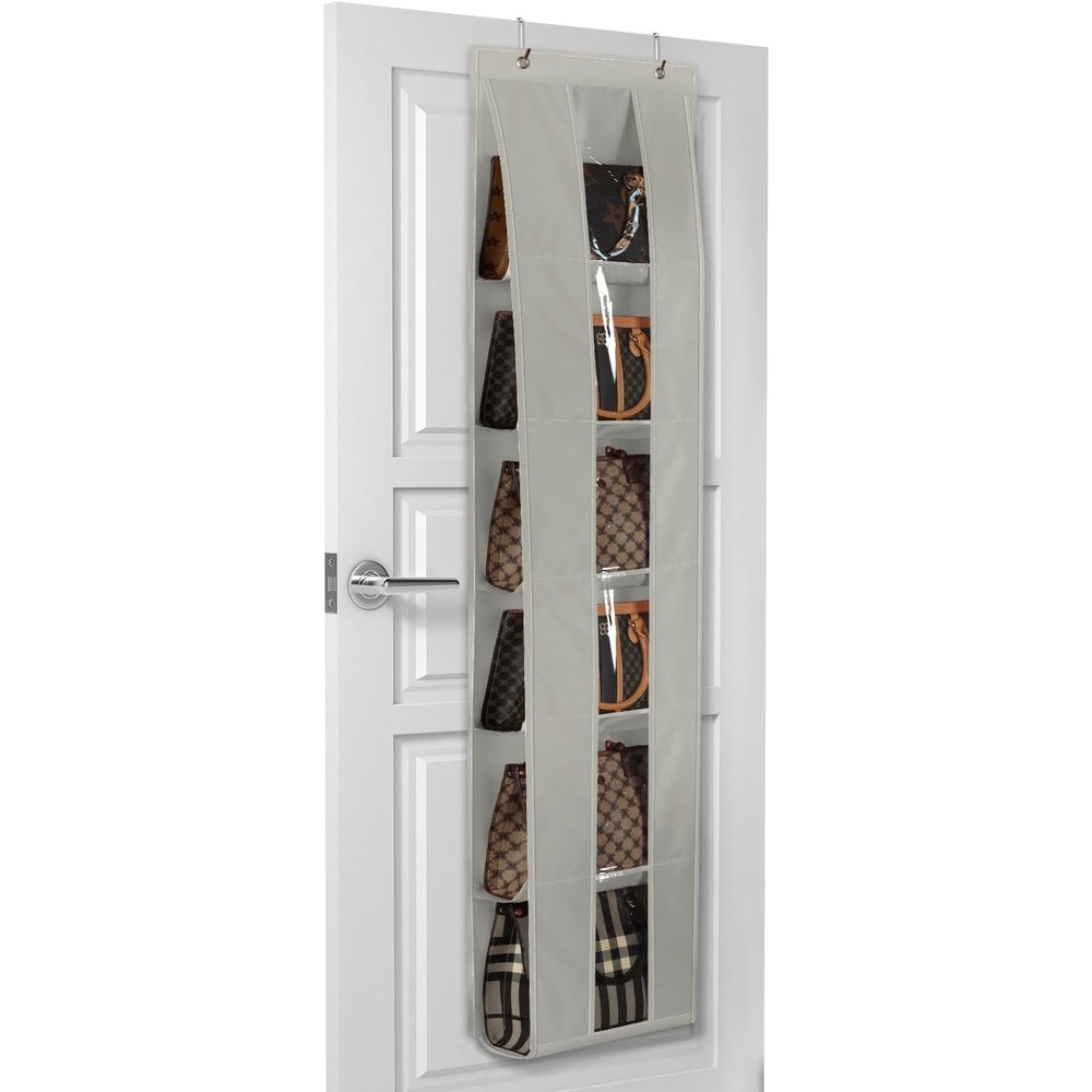 image:imageLirex Over The Door Purse Organizer SpaceSaving Medium and Large Handbag Storage Organizer Clothing Closet Hanger GreyGrey