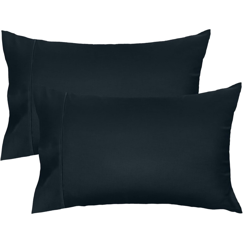image:imageLirex Queen Pillow Cases Set of 2 100 Cotton Sateen Breathable Cooling Soft for Quality Sleep Pillow Covers with Envelope Closure 20 x 30 WhiteBlack