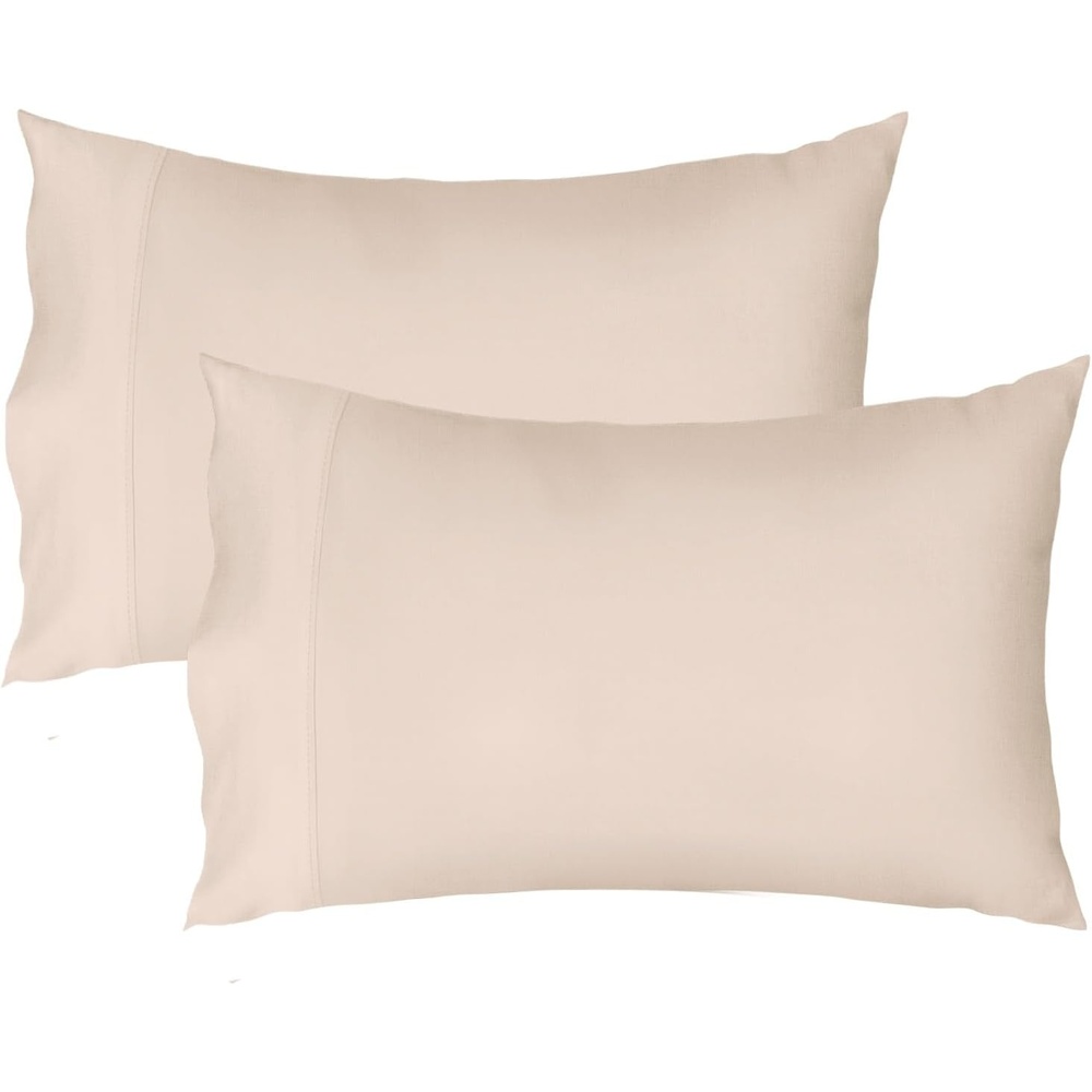 image:imageLirex Queen Pillow Cases Set of 2 100 Cotton Sateen Breathable Cooling Soft for Quality Sleep Pillow Covers with Envelope Closure 20 x 30 WhiteLight Khaki