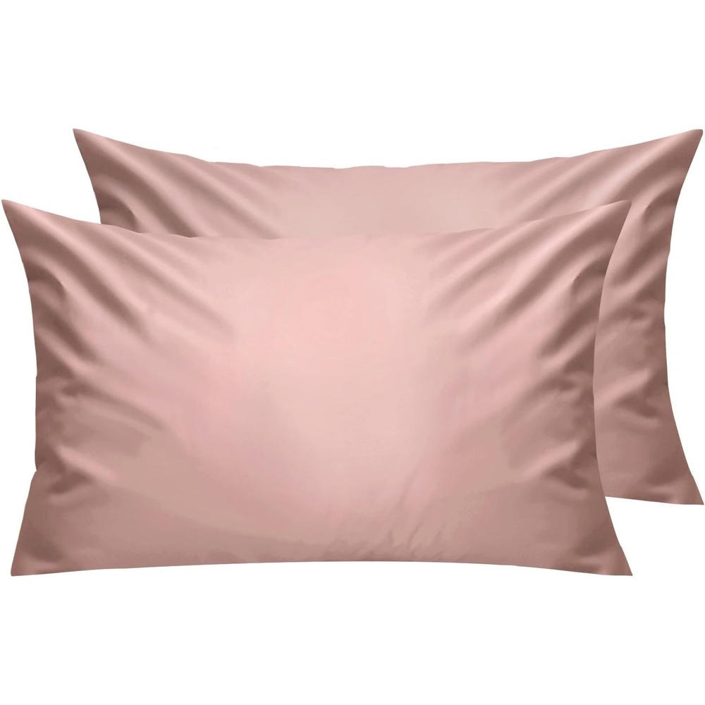 image:imageLirex Standard Pillow Cases Set of 2 300 Thread Count 100 Cotton Pillow Covers Breathable and Soft Standard 20 x 26 WhiteRose Pink