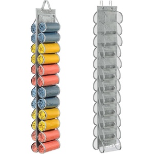 image:imageLirex Hanging Yoga Legging Storage Organizer with 24 Pockets Foldable Oxford Cloth Hanging Closet Organizer Shirts Jeans Storage Hanger Socks Holder for Family Closet Bedroom PinkLight Grey
