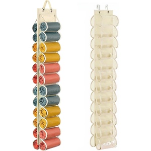image:imageLirex Hanging Yoga Legging Storage Organizer with 24 Pockets Foldable Oxford Cloth Hanging Closet Organizer Shirts Jeans Storage Hanger Socks Holder for Family Closet Bedroom PinkCream White