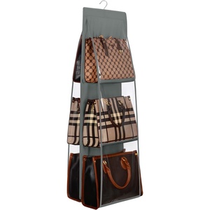 image:imageLirex Medium and Large Handbag Hanging Purse Organizer for Closet Handbag Storage Organizer Hanger Oxford Cloth Closet Organizer for Family Closet Bedroom Foldable and Universal Fit BlackDark Grey