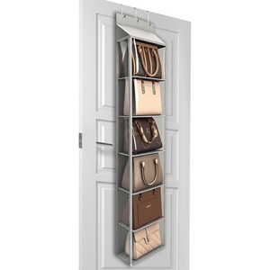 image:imageLirex Over The Door Purse Organizer amp Purse Shelf for Closet  Handbag Storage Organizer with Purse Hanger Perfect for Scarves Hats and Leggings L 157 x 57 x 68 GreyLight Grey