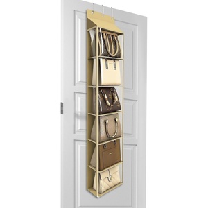 image:imageLirex Over The Door Purse Organizer amp Purse Shelf for Closet  Handbag Storage Organizer with Purse Hanger Perfect for Scarves Hats and Leggings L 157 x 57 x 68 GreyLight Coffee
