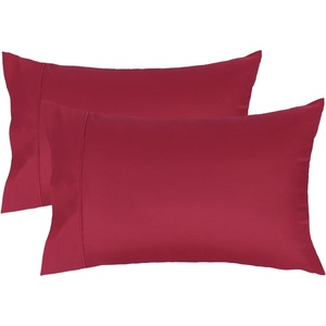 image:imageLirex Queen Pillow Cases Set of 2 100 Cotton Sateen Breathable Cooling Soft for Quality Sleep Pillow Covers with Envelope Closure 20 x 30 WhiteDark Red