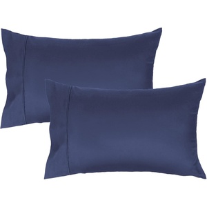 image:imageLirex Queen Pillow Cases Set of 2 100 Cotton Sateen Breathable Cooling Soft for Quality Sleep Pillow Covers with Envelope Closure 20 x 30 WhiteNavy Blue