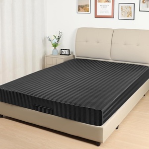 image:imageLirex Satin Fitted Sheet Silky amp Soft Polyester Satin Weave Bed Sheets 14 Deep Pocket with Elastic Corner Straps Twin XL Cream LeopardBlack Stripes