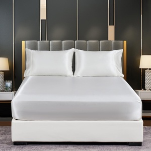 image:imageLirex Satin Fitted Sheet Twin XL Size BundleIncludes 14 Deep Pocket Twin XL Size Fitted Sheet and 2 Pack Queen Size Pillowcase White