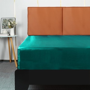 image:imageLirex Satin Fitted Sheet Twin XL SizeLuxury amp Ultra Soft Deep Pocket Single Bottom Bed Sheets Sold Separately BlackBlue Green