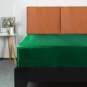 image:imageLirex Satin Fitted Sheet Twin XL SizeLuxury amp Ultra Soft Deep Pocket Single Bottom Bed Sheets Sold Separately BlackGreen