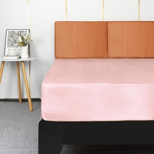 image:imageLirex Satin Fitted Sheet Twin XL SizeLuxury amp Ultra Soft Deep Pocket Single Bottom Bed Sheets Sold Separately BlackLight Pink