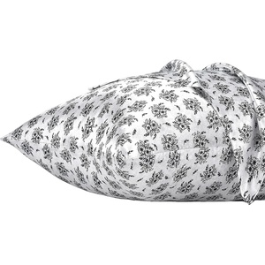 image:imageLirex Silky Satin Pillowcase with Zipper Closure Polyester Satin Pillow Cover for Hair Smooth Floral Pattern with Cream Leopard 20 x 26Black Floral