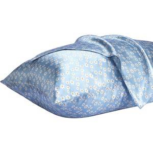 image:imageLirex Silky Satin Pillowcase with Zipper Closure Polyester Satin Pillow Cover for Hair Smooth Floral Pattern with Cream Leopard 20 x 26Blue Daisy