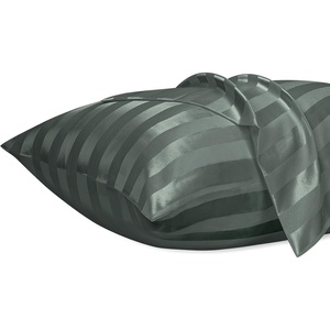 image:imageLirex Silky Satin Pillowcase with Zipper Closure Polyester Satin Pillow Cover for Hair Smooth Floral Pattern with Cream Leopard 20 x 26Dark Grey Stripes