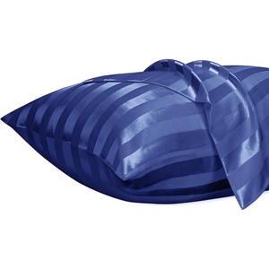 image:imageLirex Silky Satin Pillowcase with Zipper Closure Polyester Satin Pillow Cover for Hair Smooth Floral Pattern with Cream Leopard 20 x 26Navy Blue Stripes