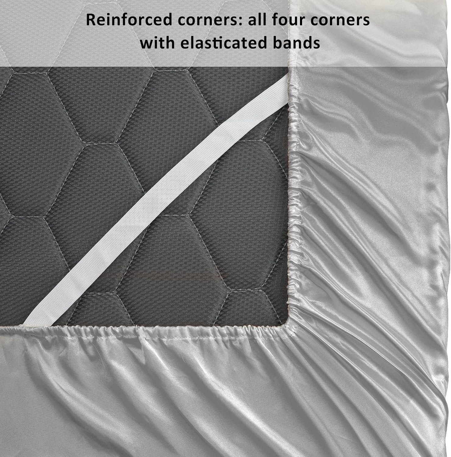 image:imageLirex Satin Fitted Sheet Twin Size BundleIncludes 14 Deep Pocket Twin Size Fitted Sheet and 2 Pack Queen Size Pillowcase Light Gray