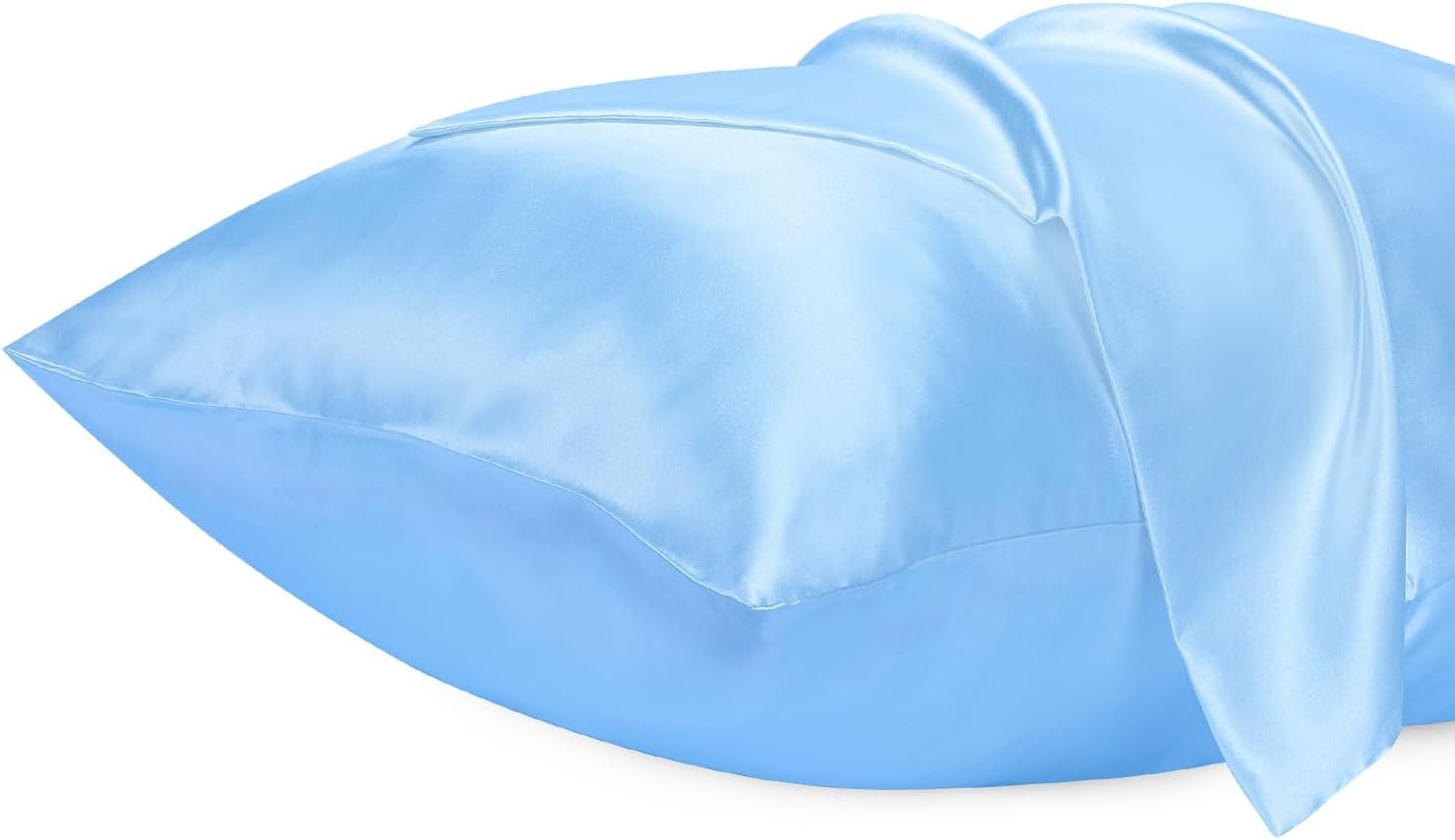 image:imageLirex Satin Pillowcase for Hair and Skin Super Soft and Cooling Similar to Silk 2 Pack Standard Size 20X 26 Pillow Cases with Envelope Closure Gifts for Women Men BlackLight Blue