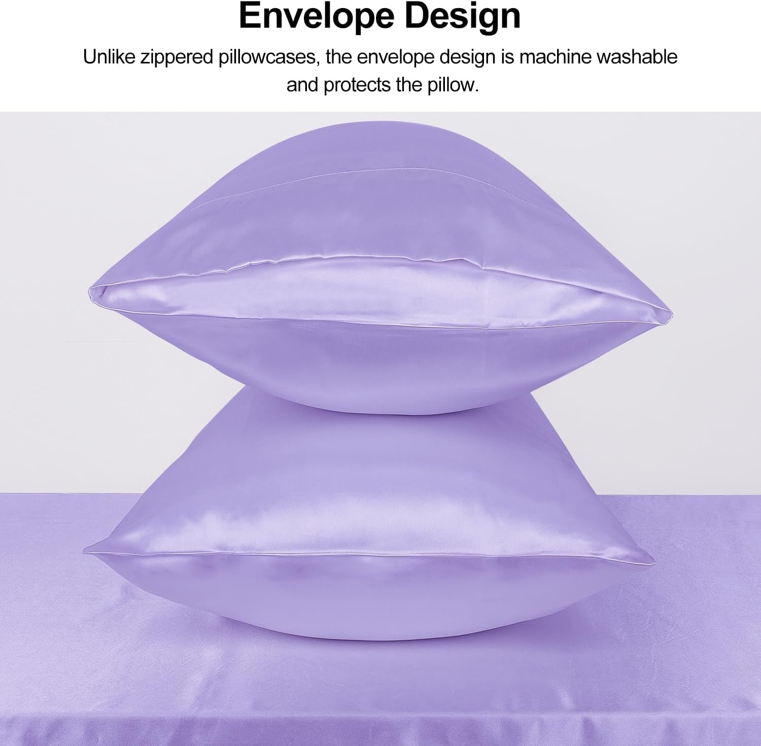 image:imageLirex Satin Pillowcase for Hair and Skin Super Soft and Cooling Similar to Silk 2 Pack Standard Size 20X 26 Pillow Cases with Envelope Closure Gifts for Women Men BlackLight Purple