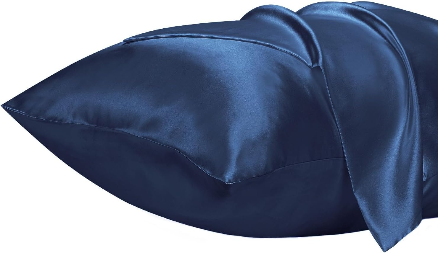 image:imageLirex Satin Pillowcase for Hair and Skin Super Soft and Cooling Similar to Silk 2 Pack Standard Size 20X 26 Pillow Cases with Envelope Closure Gifts for Women Men BlackNavy Blue