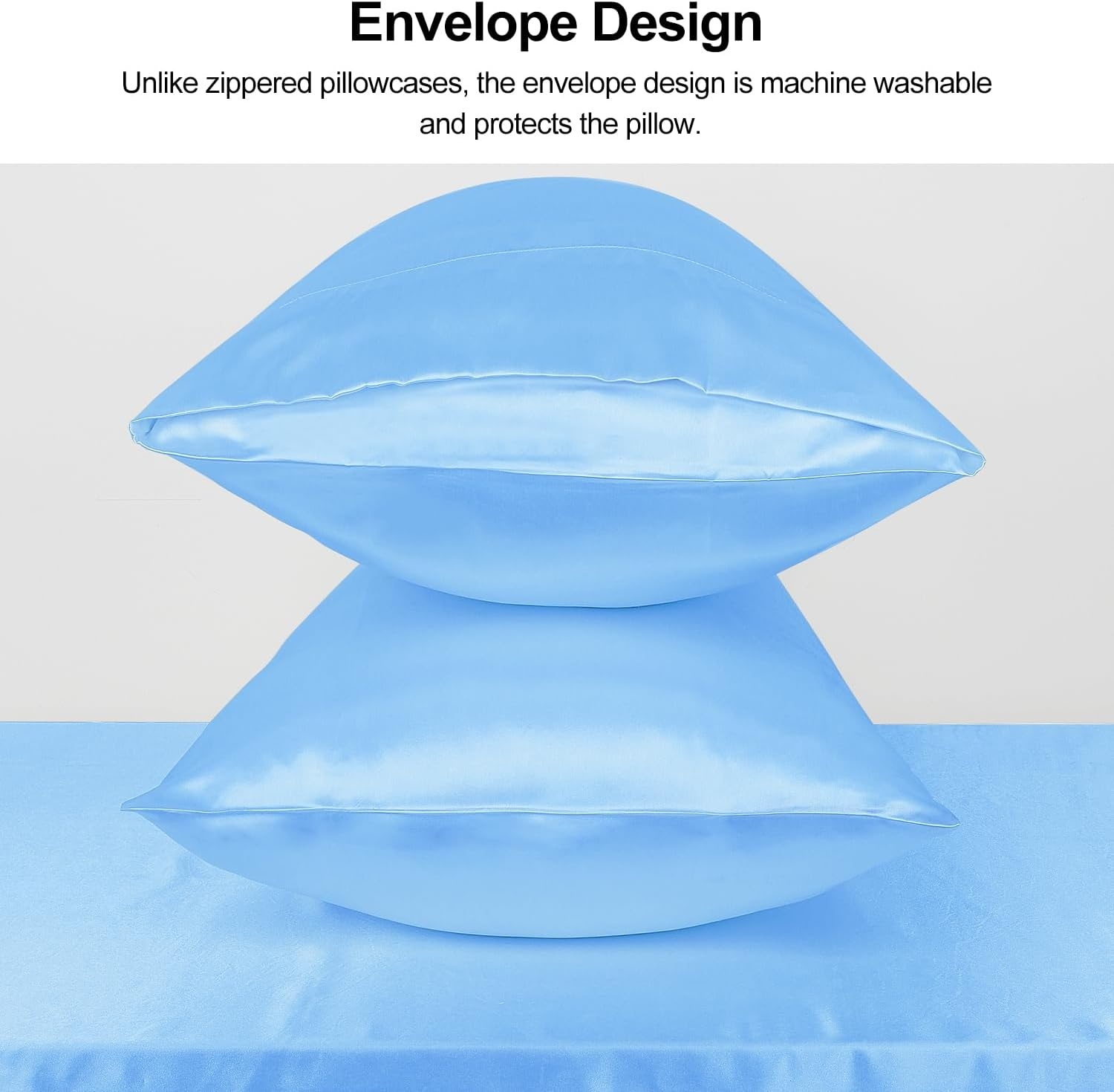 image:imageLirex Satin Pillowcase for Hair and Skin Super Soft and Cooling Similar to Silk 2 Pack Standard Size 20X 26 Pillow Cases with Envelope Closure Gifts for Women Men BlackLight Blue