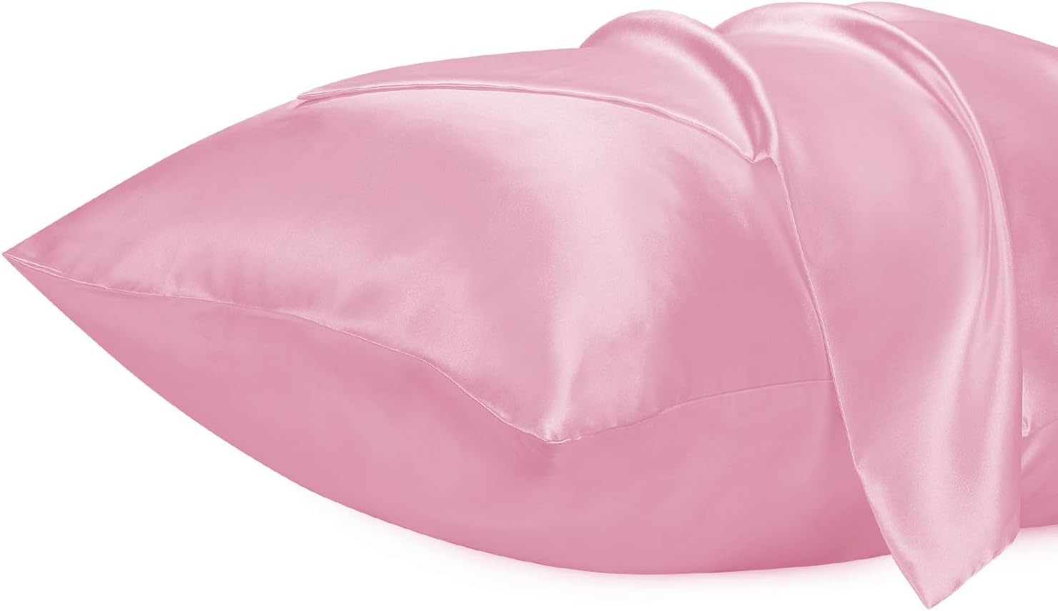 image:imageLirex Satin Pillowcase for Hair and Skin Super Soft and Cooling Similar to Silk 2 Pack Standard Size 20X 26 Pillow Cases with Envelope Closure Gifts for Women Men BlackSakura Pink