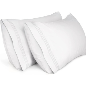 image:imageLirex Pillow Cases 2 Pack 1800 Thread Count Embroidered Standard Size Soft Brushed Microfiber Pillowcases Machine Washable Wrinkle Free Breathable Grey StandardWhite