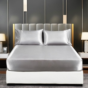 image:imageLirex Satin Fitted Sheet Twin Size BundleIncludes 14 Deep Pocket Twin Size Fitted Sheet and 2 Pack Queen Size Pillowcase Light Gray