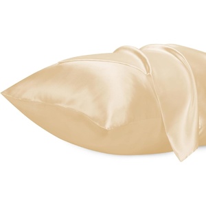 image:imageLirex Satin Pillowcase for Hair and Skin Super Soft and Cooling Similar to Silk 2 Pack Standard Size 20X 26 Pillow Cases with Envelope Closure Gifts for Women Men BlackChampagne
