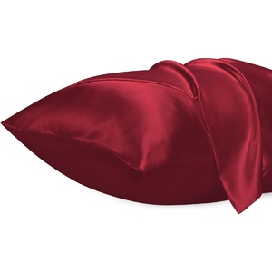 image:imageLirex Satin Pillowcase for Hair and Skin Super Soft and Cooling Similar to Silk 2 Pack Standard Size 20X 26 Pillow Cases with Envelope Closure Gifts for Women Men BlackWine Red
