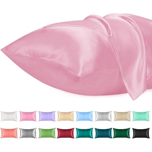 image:imageLirex Satin Pillowcase for Hair and Skin Super Soft and Cooling Similar to Silk 2 Pack Standard Size 20X 26 Pillow Cases with Envelope Closure Gifts for Women Men BlackSakura Pink