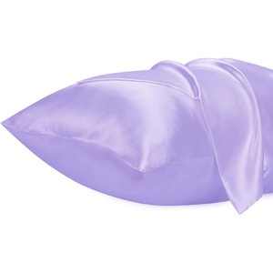 image:imageLirex Satin Pillowcase for Hair and Skin Super Soft and Cooling Similar to Silk 2 Pack Standard Size 20X 26 Pillow Cases with Envelope Closure Gifts for Women Men BlackLight Purple