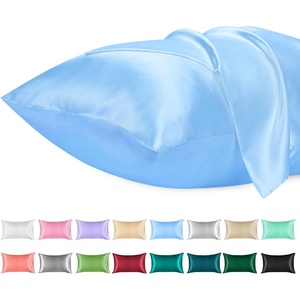image:imageLirex Satin Pillowcase for Hair and Skin Super Soft and Cooling Similar to Silk 2 Pack Standard Size 20X 26 Pillow Cases with Envelope Closure Gifts for Women Men BlackLight Blue