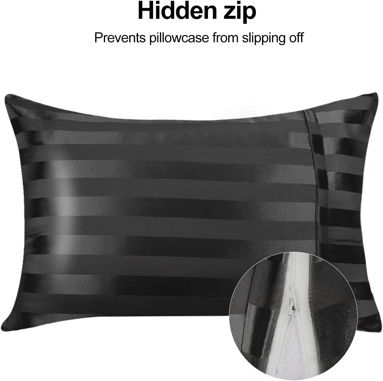 image:image3Piece Bedding Bundle Twin XL Fitted Sheet amp 2 Queen Pillowcases Black Stripes Soft amp WrinkleResistant