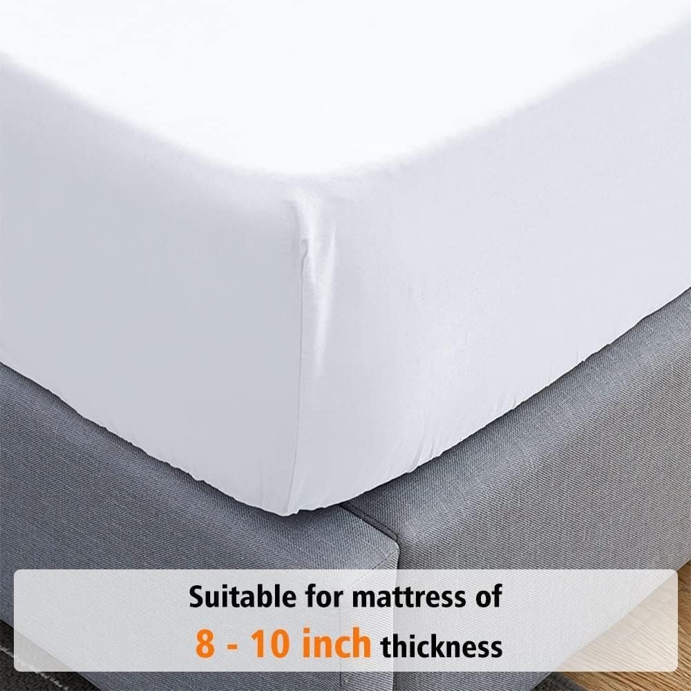 image:imageCotton Fitted Sheet Full Bundle with 2pk Pillow Cases Queen White