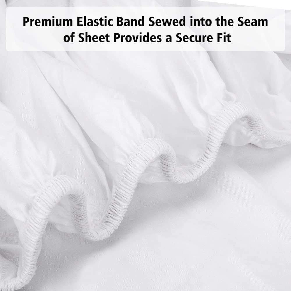 image:imageCotton Fitted Sheet Full Bundle with 2pk Pillow Cases Queen White