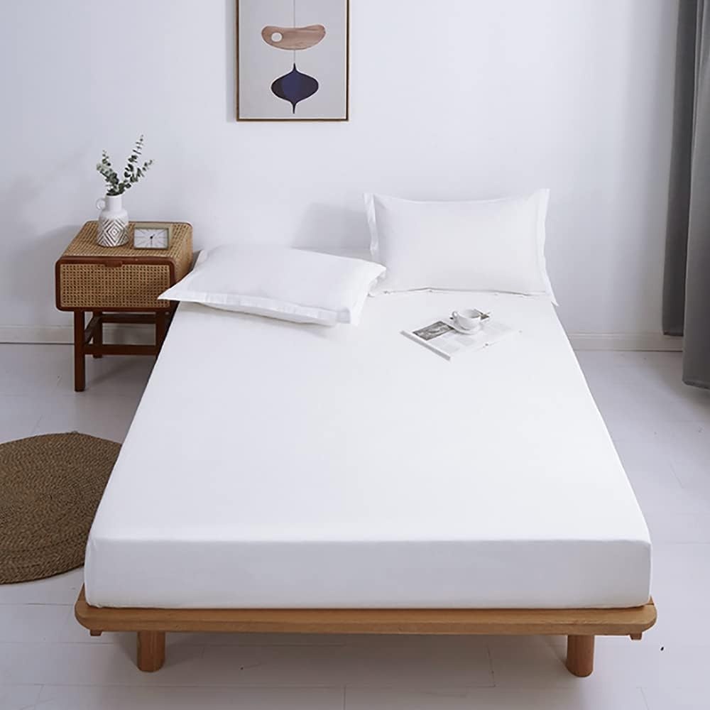 image:imageCotton Fitted Sheet Queen Bundle with 2pk Pillow Cases Queen White